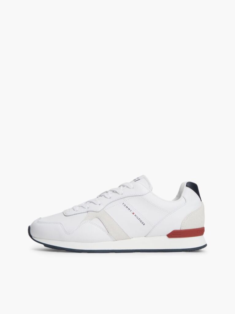 Άσπρο Δερμάτινα Sneakers Με Ανάγλυφο Λογότυπο  Άνδρες
