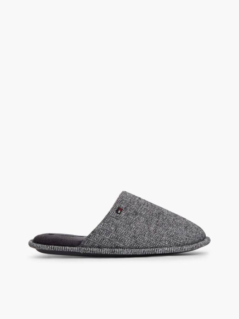 Grey Enamel Flag Herringbone Slippers  Men