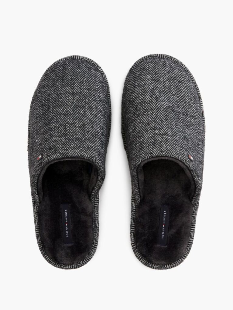 Grey Enamel Flag Herringbone Slippers  Men