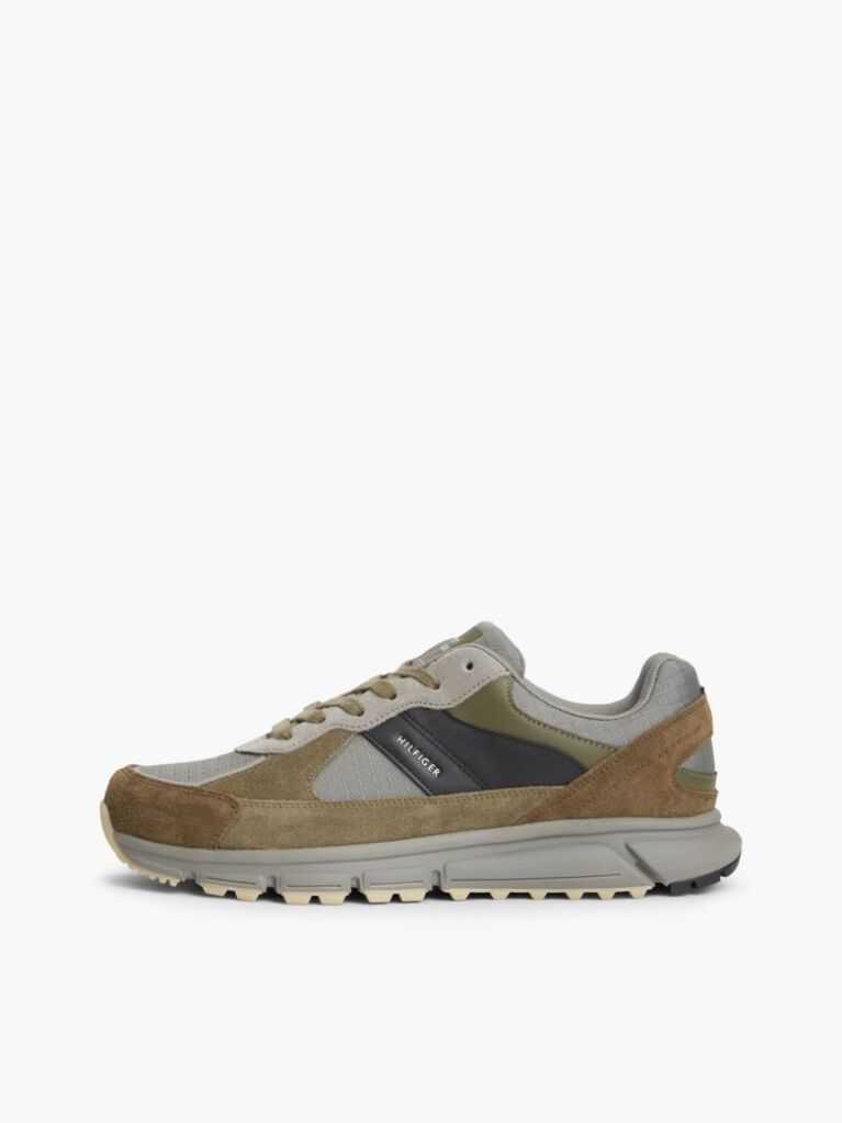 Grey Suede Mixed Texture Cleat Sneakers  Men