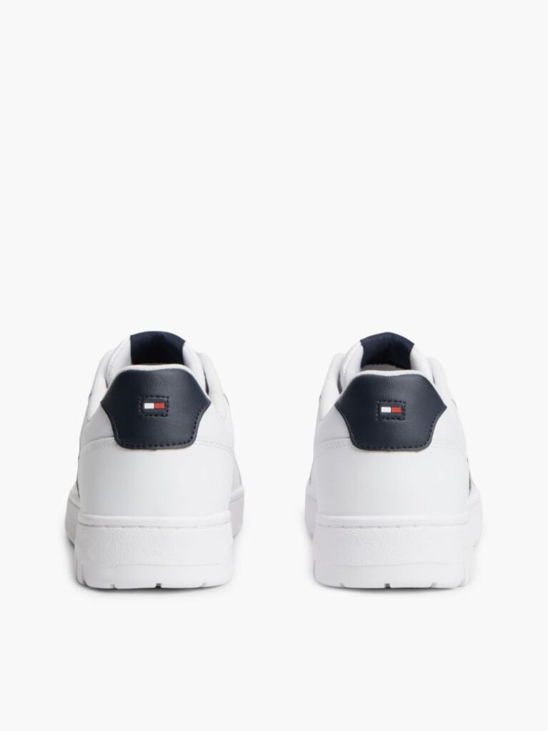White Global Stripe Basketball Sneakers With Leather  Men