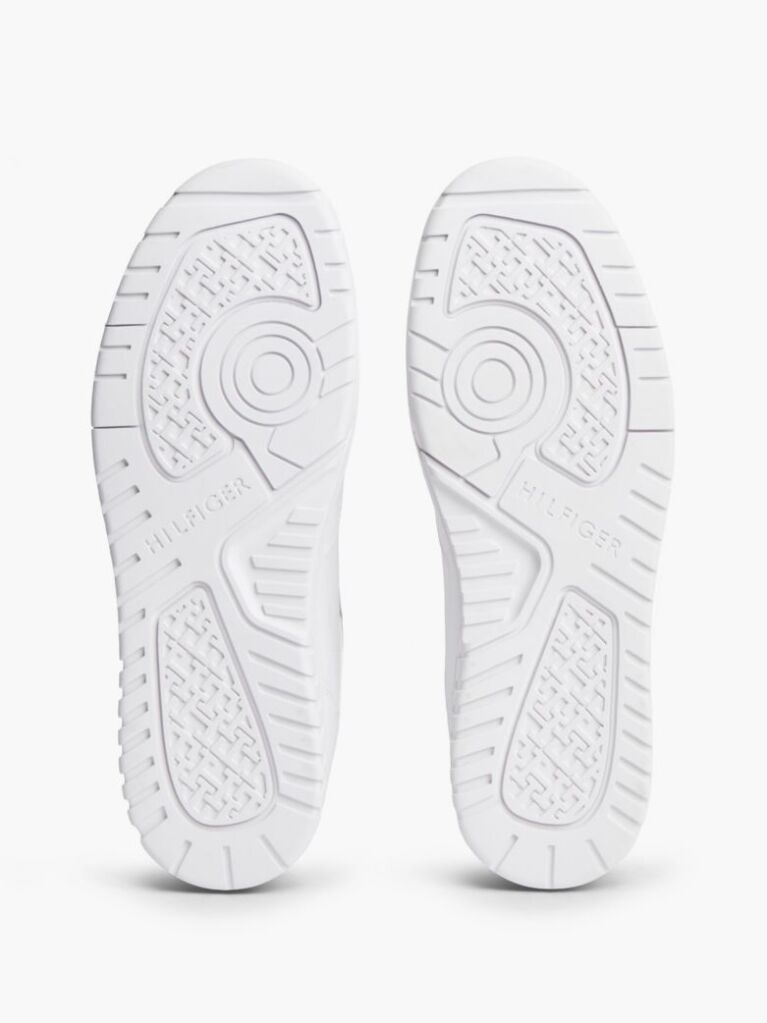 White Global Stripe Basketball Sneakers With Leather  Men