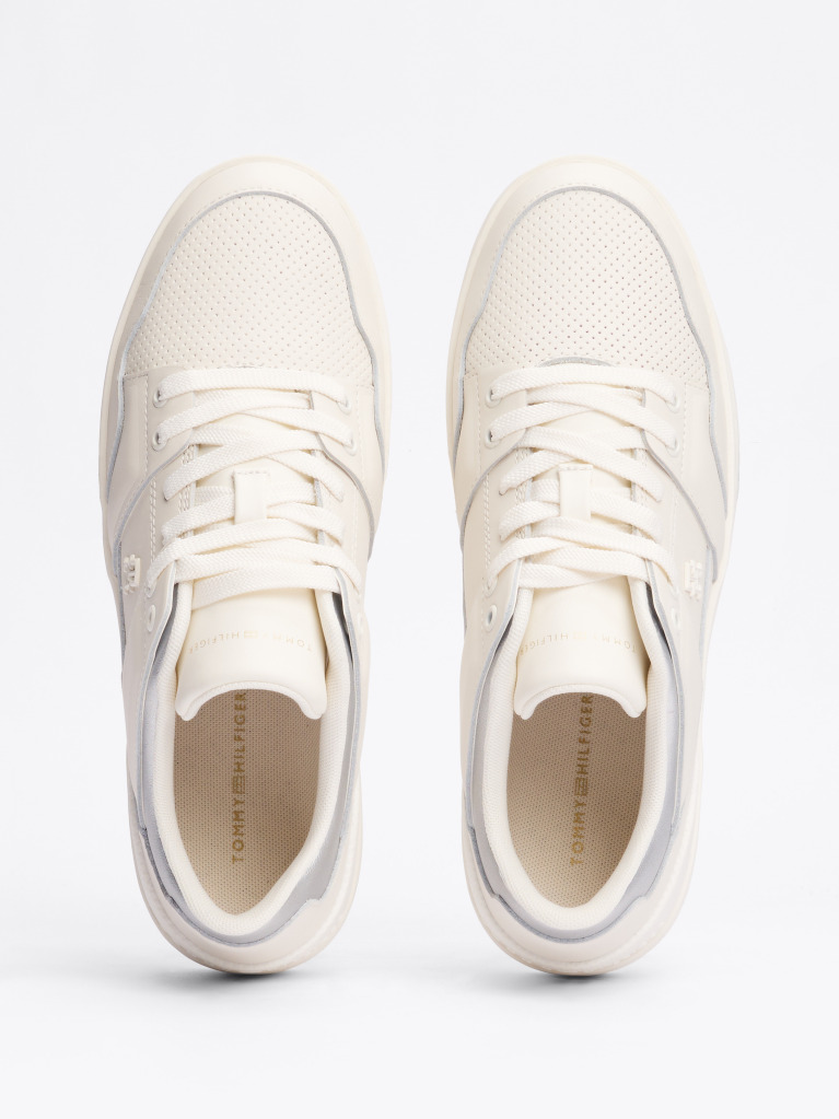 Μπεζ Δερμάτινα Sneakers Με Colour-Blocked Σχέδιο  Γυναίκες