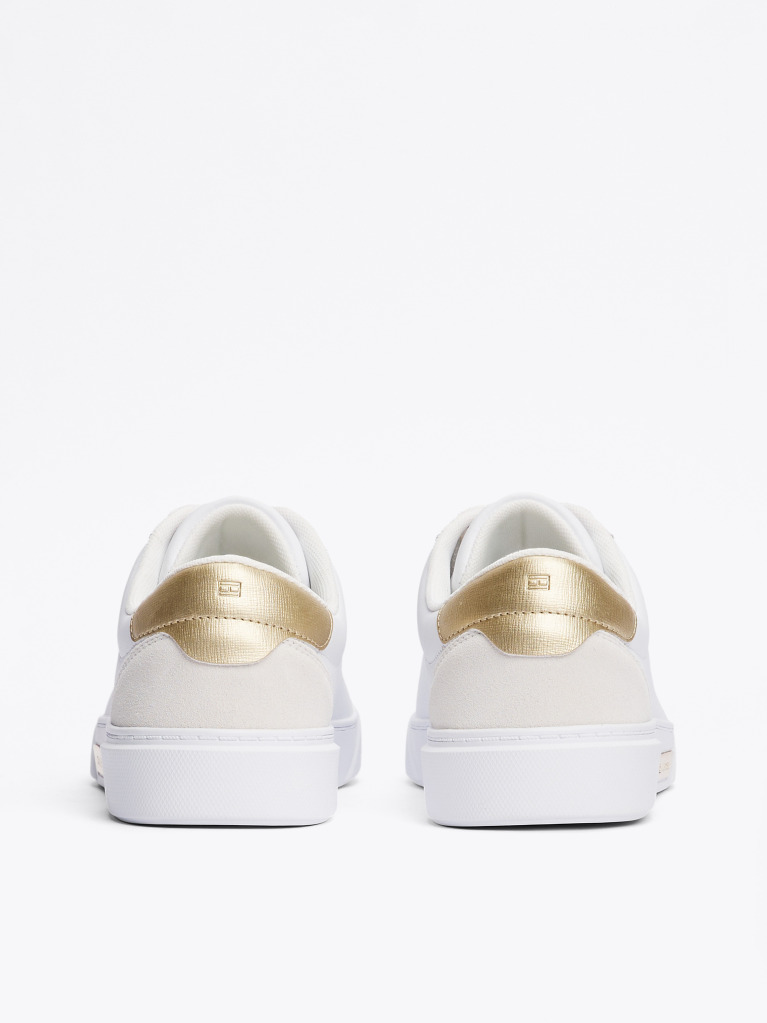 Άσπρο Δερμάτινα Sneakers Με Μεταλιζέ Λεπτομέρεια  Γυναίκες