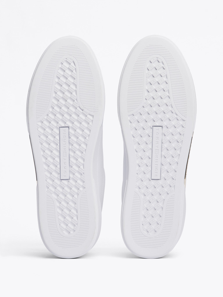 Άσπρο Δερμάτινα Sneakers Με Μεταλιζέ Λεπτομέρεια  Γυναίκες