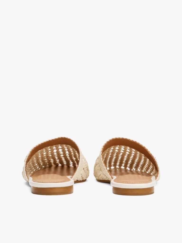 Beige Crochet TH Monogram Plaque Mules  Women