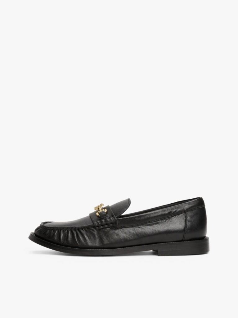 Μαύρο Δερμάτινα Horsebit Loafers  Γυναίκες