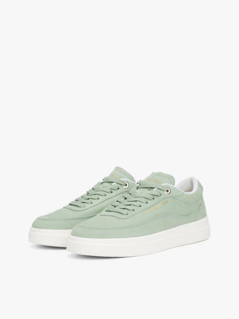 Πράσινο Δερμάτινα Sneakers Με Μεταλλικό Λογότυπο  Γυναίκες