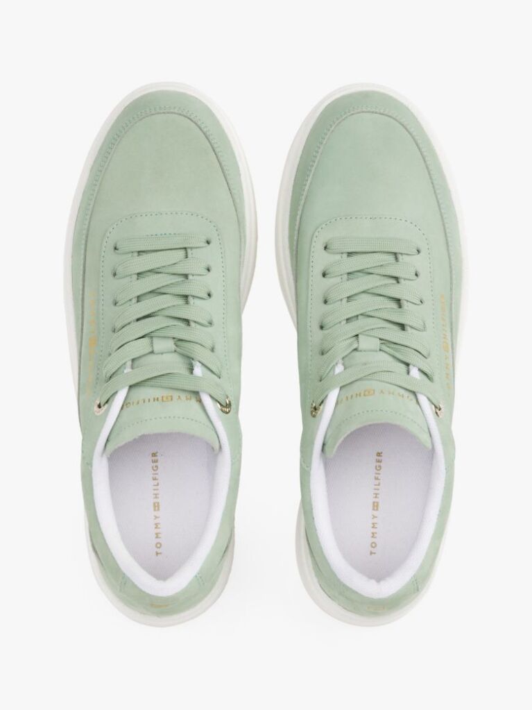 Πράσινο Δερμάτινα Sneakers Με Μεταλλικό Λογότυπο  Γυναίκες