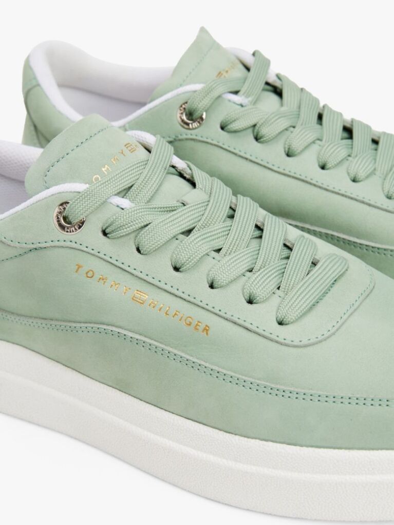 Πράσινο Δερμάτινα Sneakers Με Μεταλλικό Λογότυπο  Γυναίκες