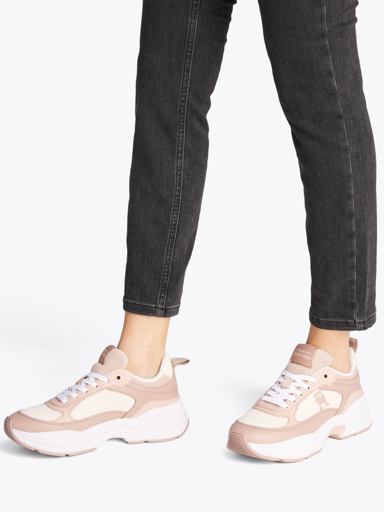 Multi Δερμάτινα Chunky Sneakers Με Μίξη Υφών  Γυναίκες