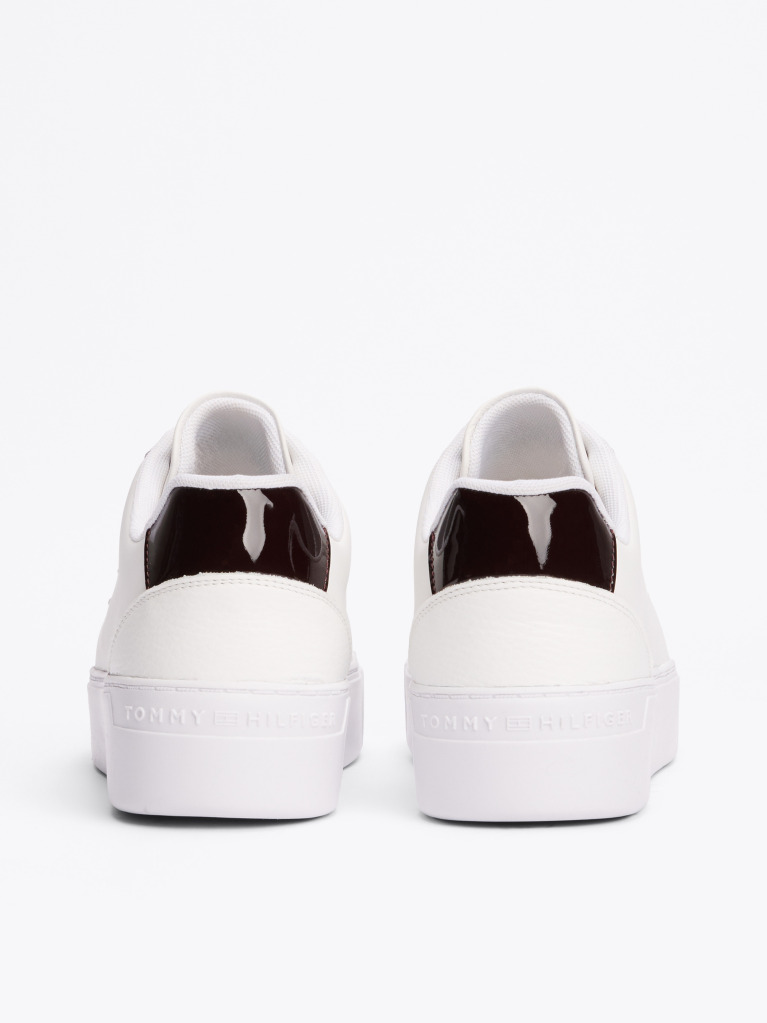 Άσπρο Δερμάτινα Sneakers Με Πάτο Flatform  Γυναίκες