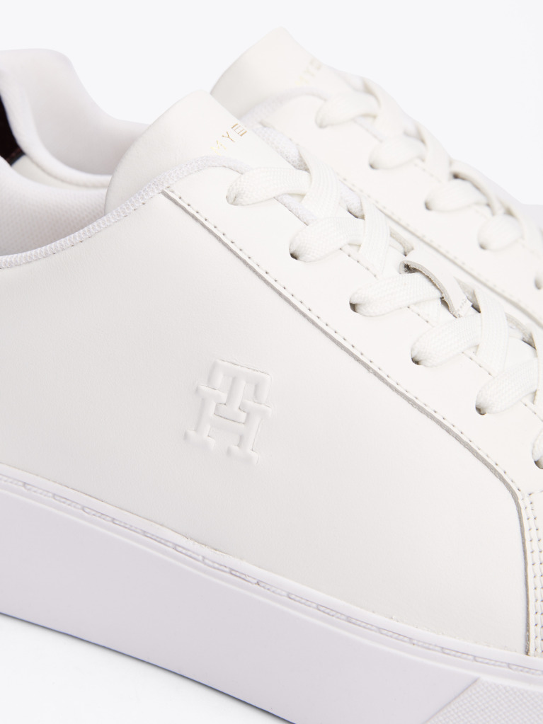 Άσπρο Δερμάτινα Sneakers Με Πάτο Flatform  Γυναίκες