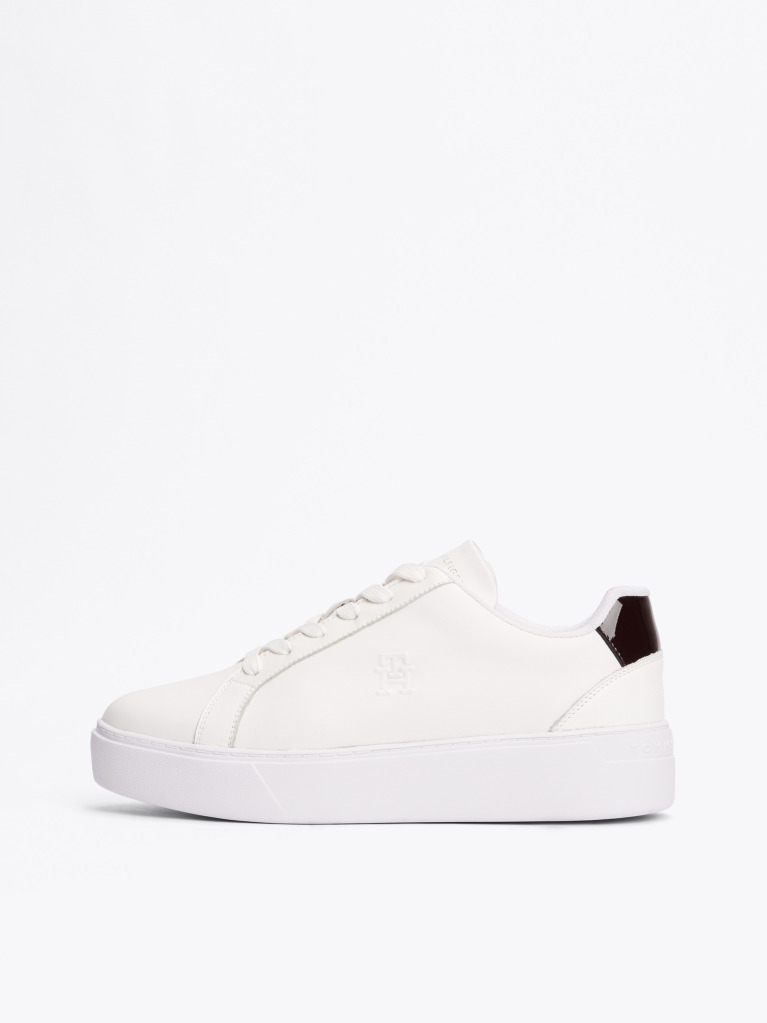Άσπρο Δερμάτινα Sneakers Με Πάτο Flatform  Γυναίκες