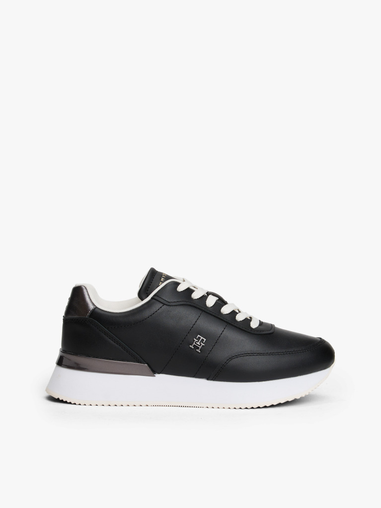 Μαύρο Δερμάτινα Sneakers Με Χρυσές Λεπτομέρειες  Γυναίκες