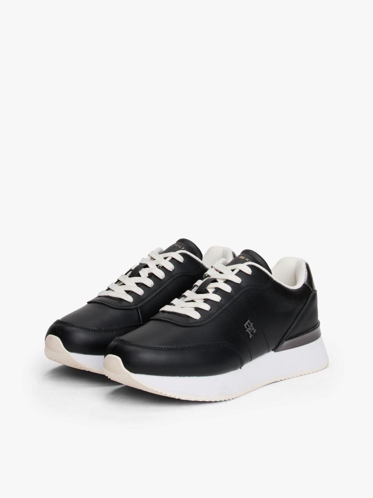 Μαύρο Δερμάτινα Sneakers Με Χρυσές Λεπτομέρειες  Γυναίκες