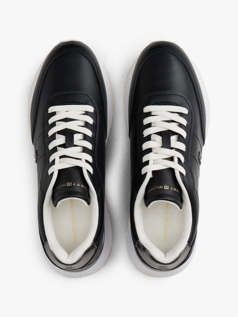 Μαύρο Δερμάτινα Sneakers Με Χρυσές Λεπτομέρειες  Γυναίκες