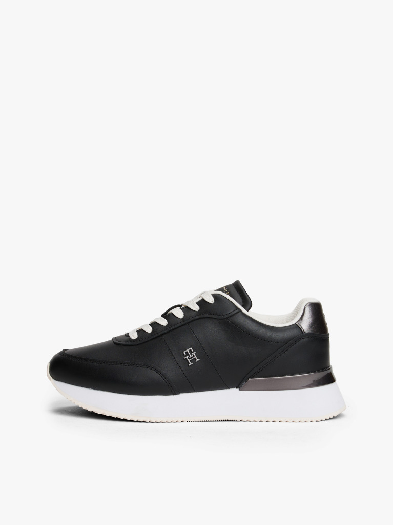 Μαύρο Δερμάτινα Sneakers Με Χρυσές Λεπτομέρειες  Γυναίκες