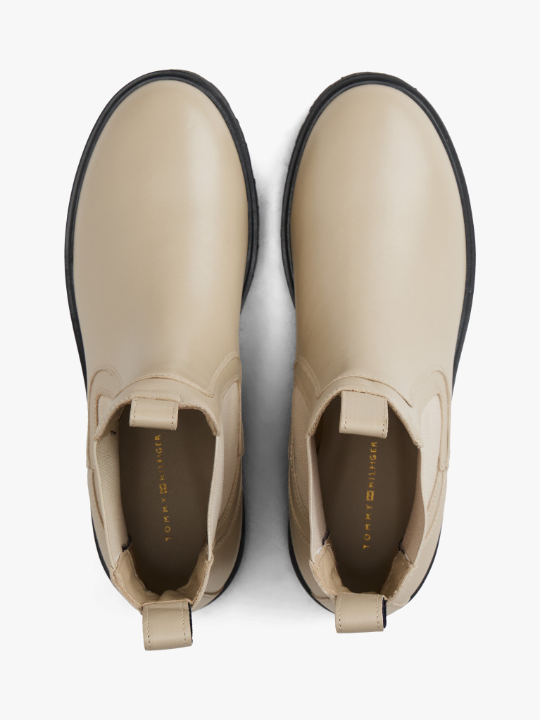 Beige Leather Chelsea Boots  Women