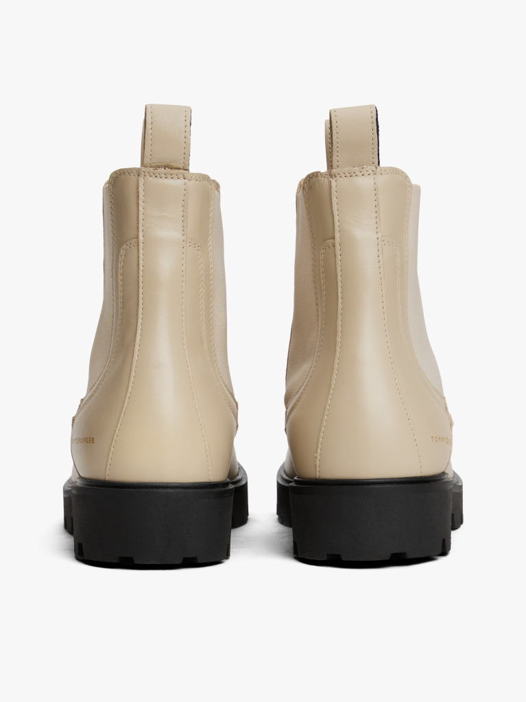 Beige Leather Chelsea Boots  Women