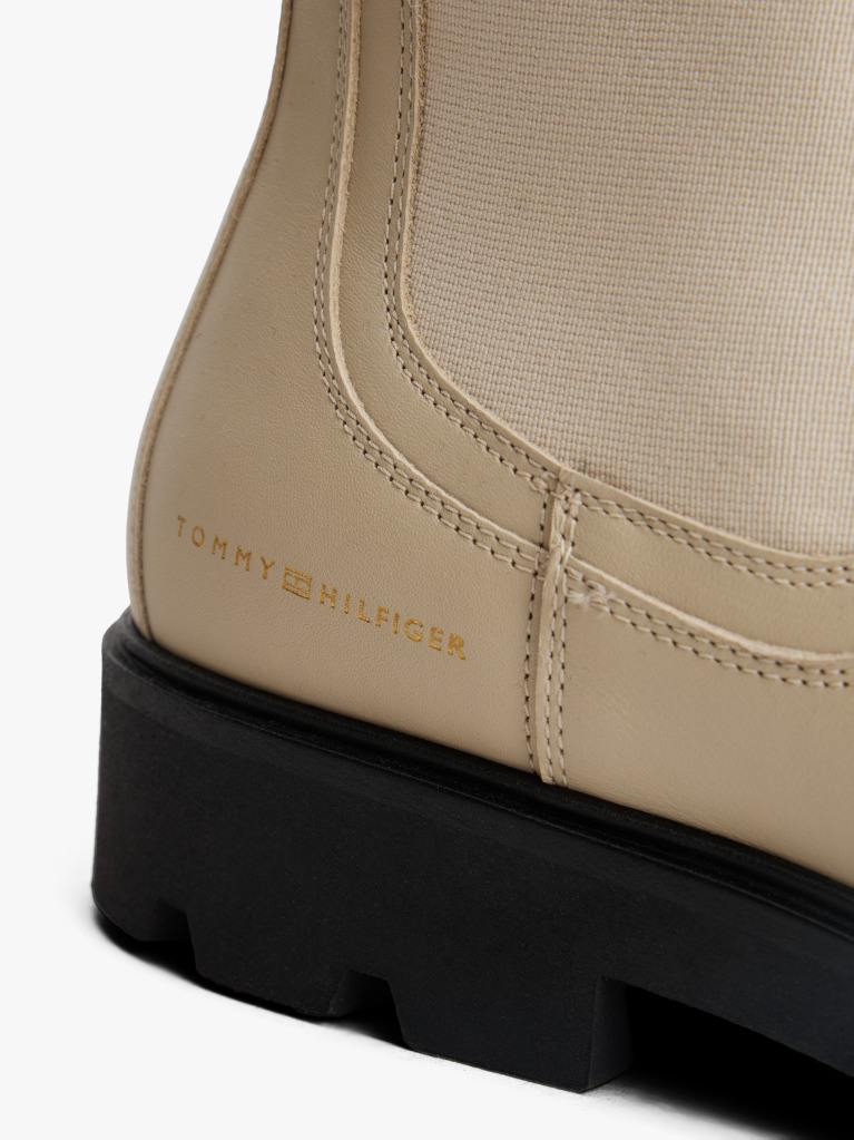 Beige Leather Chelsea Boots  Women