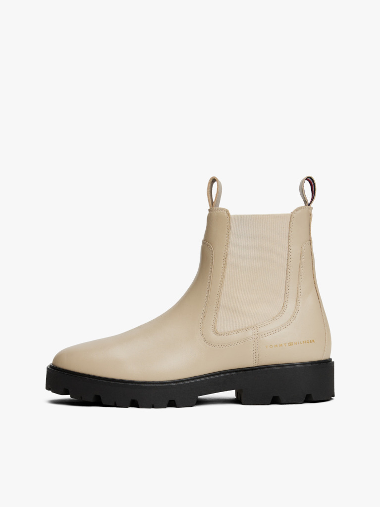 Beige Leather Chelsea Boots  Women