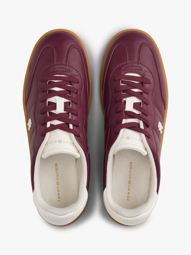 Brown Heritage Shiny Leather Trainers  Women