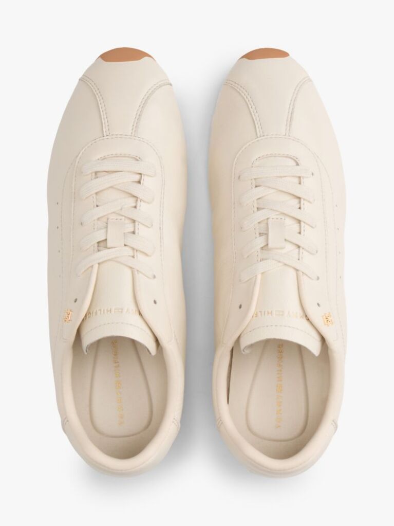 Μπεζ TH Monogram Δερμάτινα Sneakers Με Χαμηλό Κόψιμο  Γυναίκες