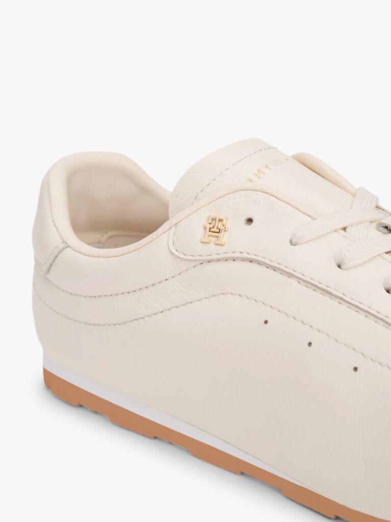 Μπεζ TH Monogram Δερμάτινα Sneakers Με Χαμηλό Κόψιμο  Γυναίκες