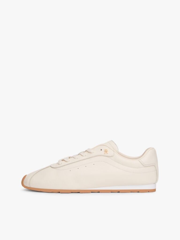 Μπεζ TH Monogram Δερμάτινα Sneakers Με Χαμηλό Κόψιμο  Γυναίκες
