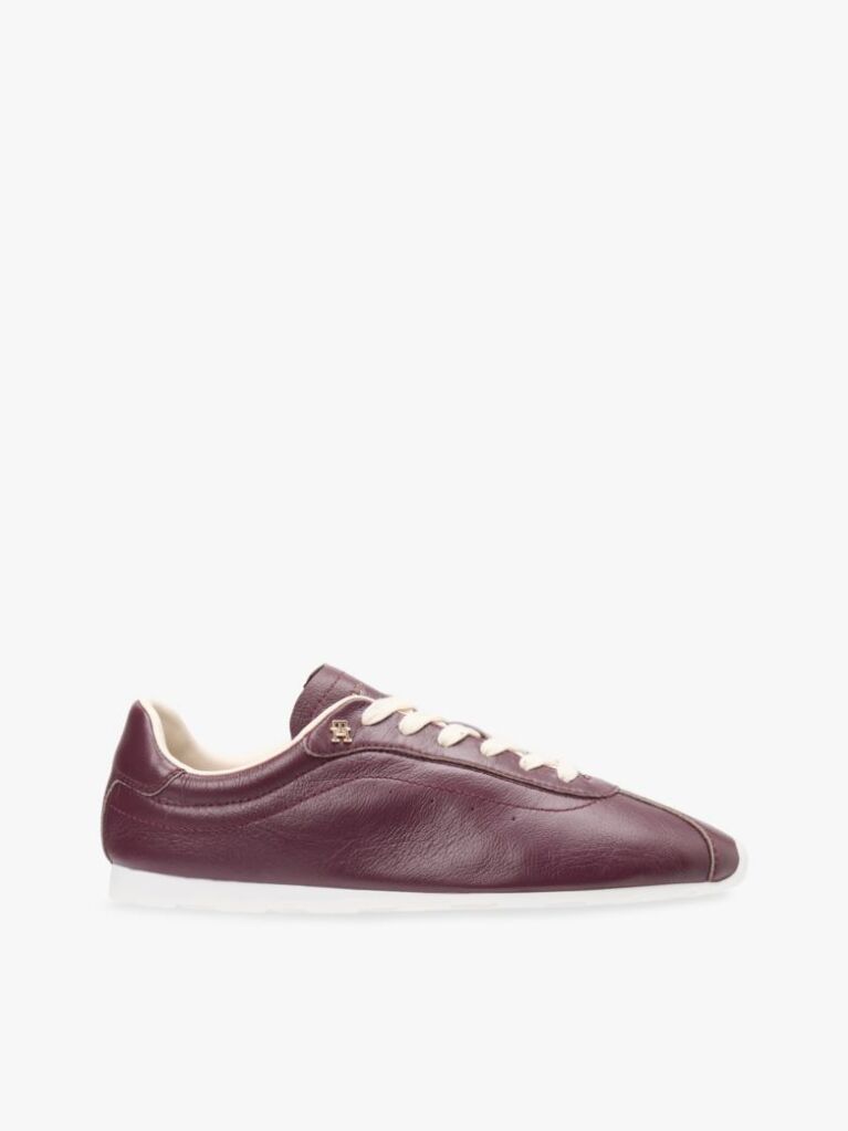 Κόκκινο TH Monogram Δερμάτινα Sneakers Με Χαμηλό Κόψιμο  Γυναίκες