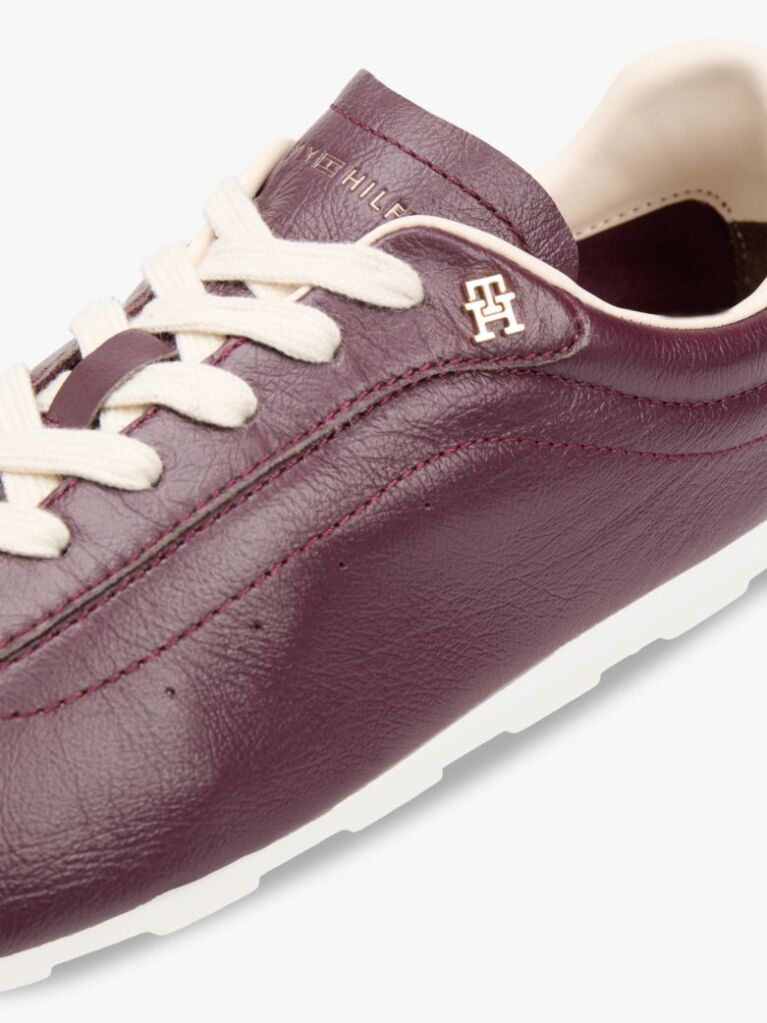 Κόκκινο TH Monogram Δερμάτινα Sneakers Με Χαμηλό Κόψιμο  Γυναίκες