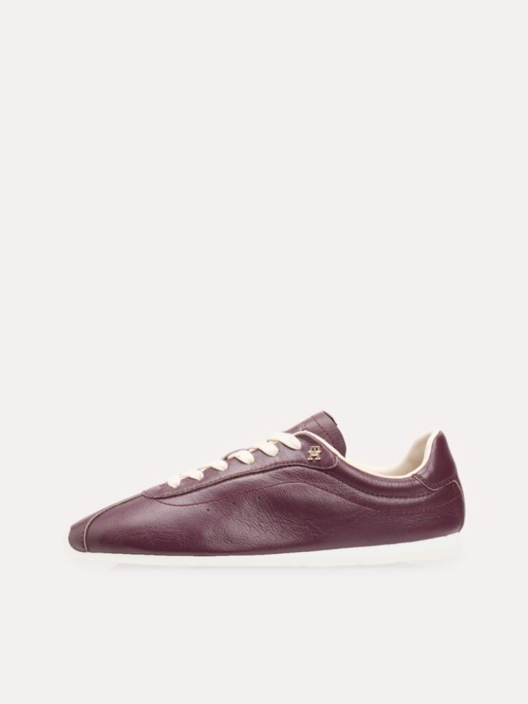 Κόκκινο TH Monogram Δερμάτινα Sneakers Με Χαμηλό Κόψιμο  Γυναίκες