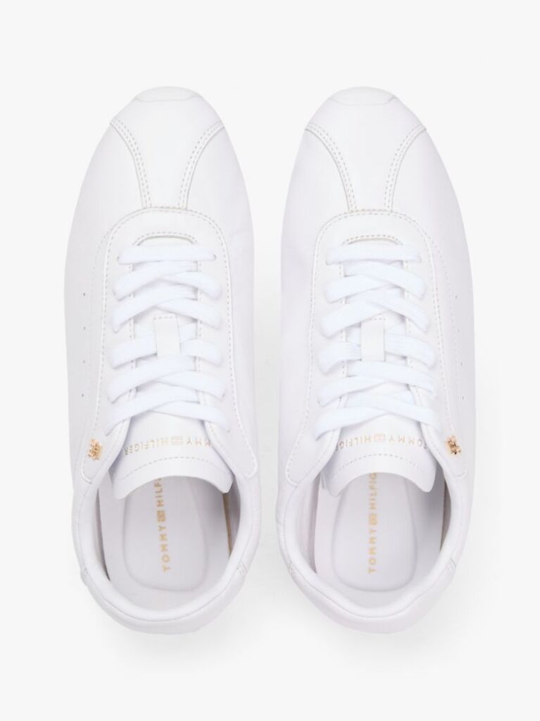 Άσπρο TH Monogram Δερμάτινα Sneakers Με Χαμηλό Κόψιμο  Γυναίκες