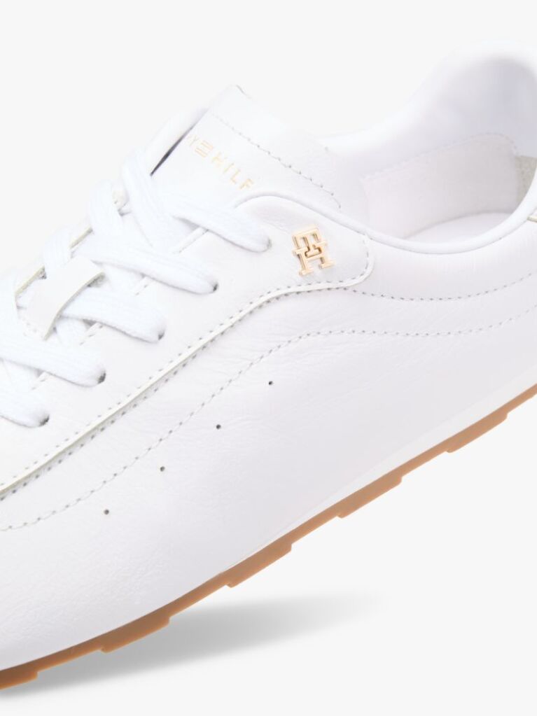 Άσπρο TH Monogram Δερμάτινα Sneakers Με Χαμηλό Κόψιμο  Γυναίκες