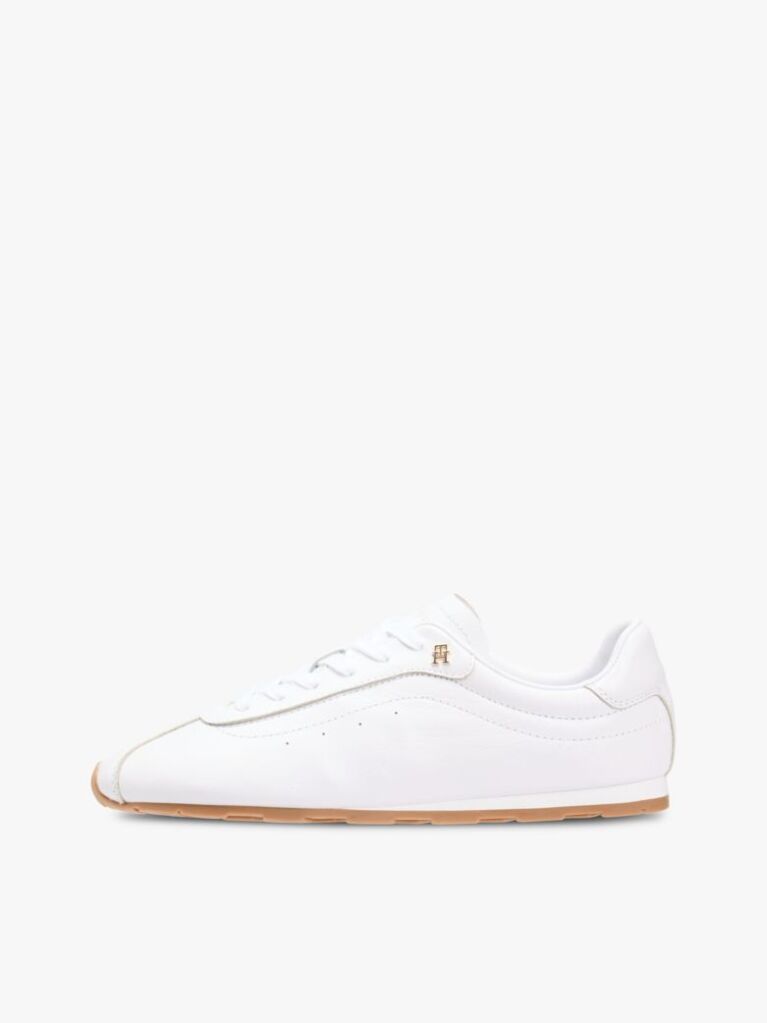 Άσπρο TH Monogram Δερμάτινα Sneakers Με Χαμηλό Κόψιμο  Γυναίκες