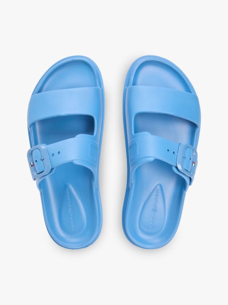 Blue Double Strap Enamel Flag Lightweight Sandals  Women