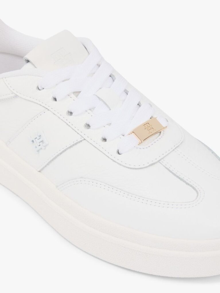 Άσπρο TH Monogram Δερμάτινα Sneakers Με Ανάγλυφο Λογότυπο  Γυναίκες