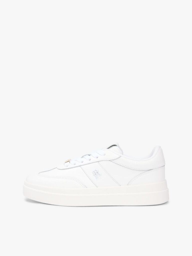 Άσπρο TH Monogram Δερμάτινα Sneakers Με Ανάγλυφο Λογότυπο  Γυναίκες