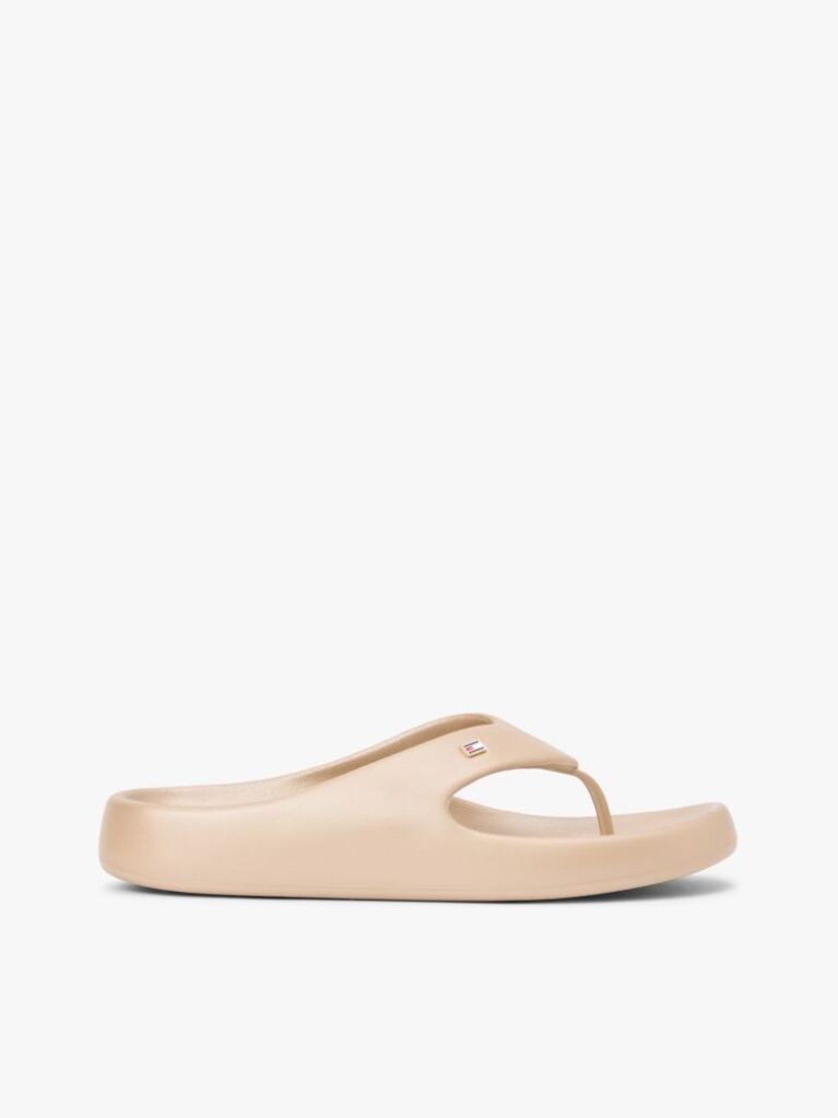 Beige Iridescent Moulded Flip-Flops  Women