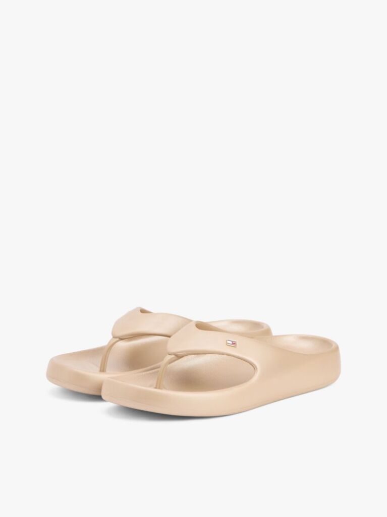 Beige Iridescent Moulded Flip-Flops  Women