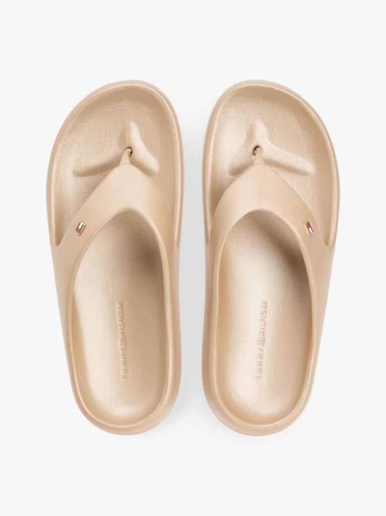 Beige Iridescent Moulded Flip-Flops  Women
