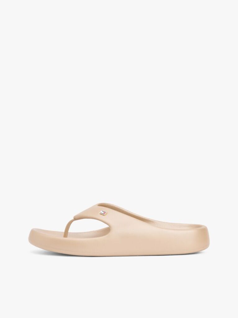 Beige Iridescent Moulded Flip-Flops  Women
