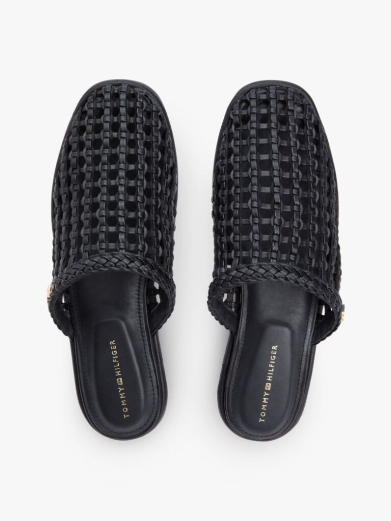 Black Woven Flat Mules  Women