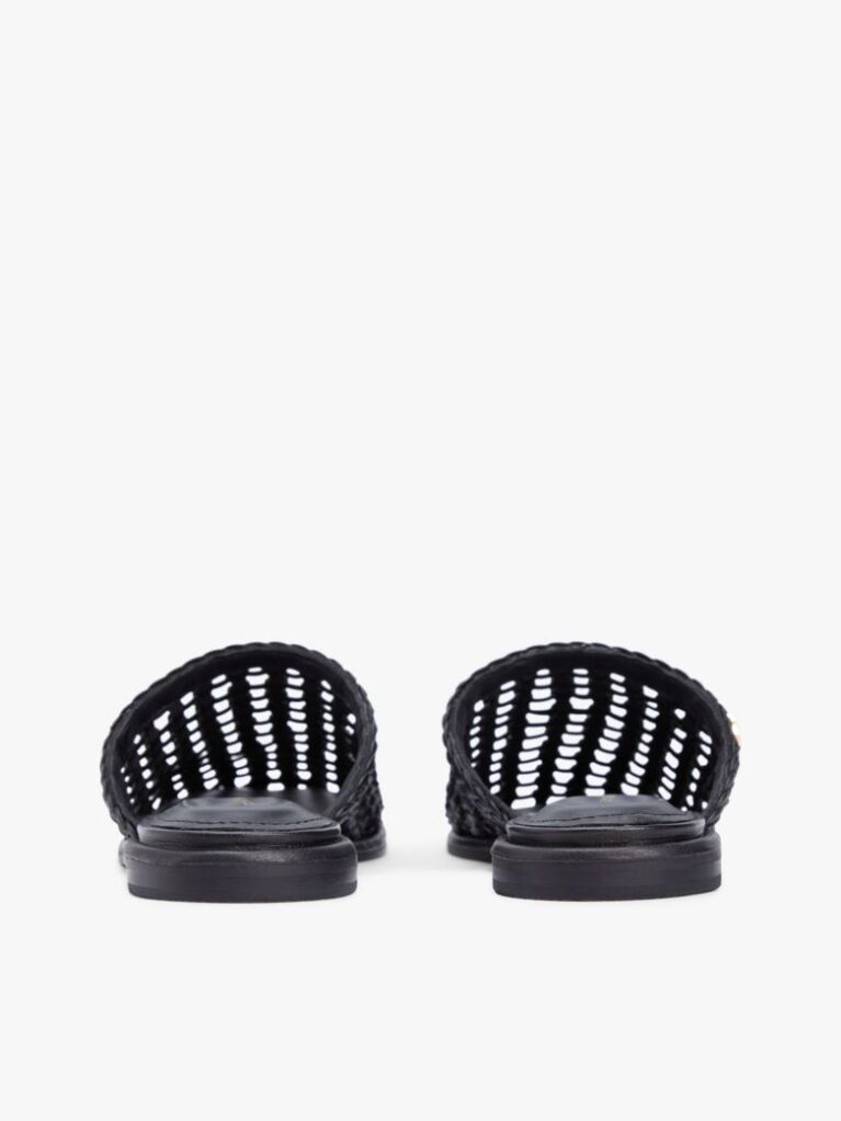 Black Woven Flat Mules  Women