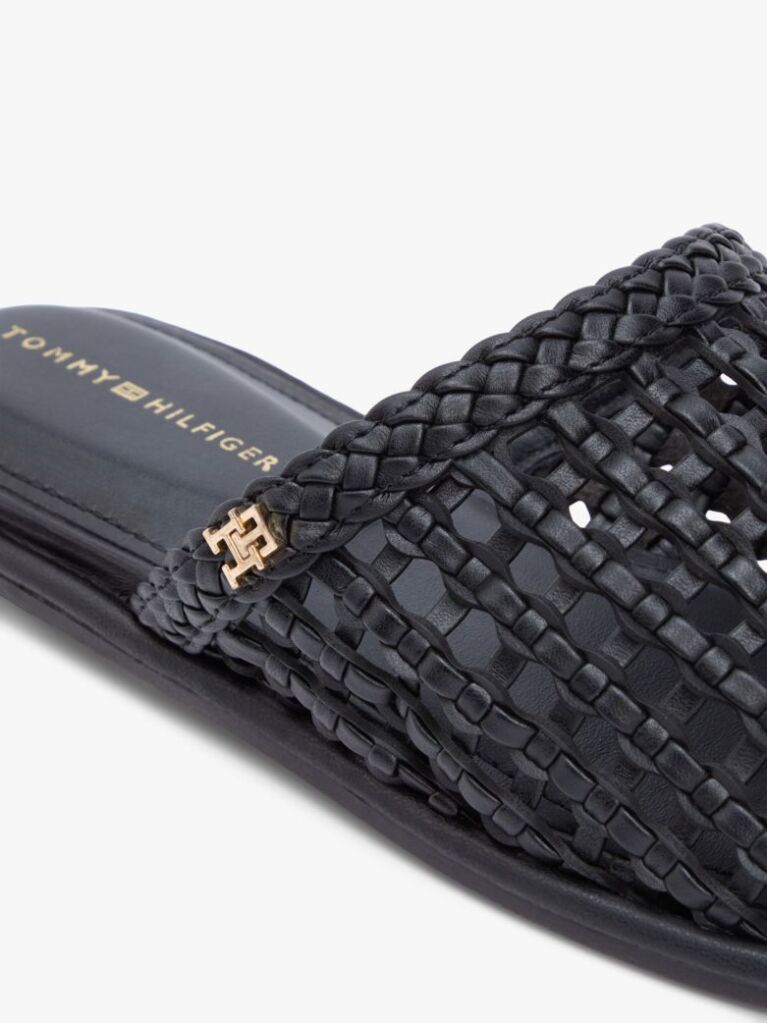 Black Woven Flat Mules  Women