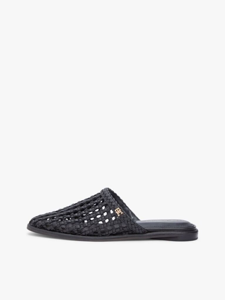 Black Woven Flat Mules  Women