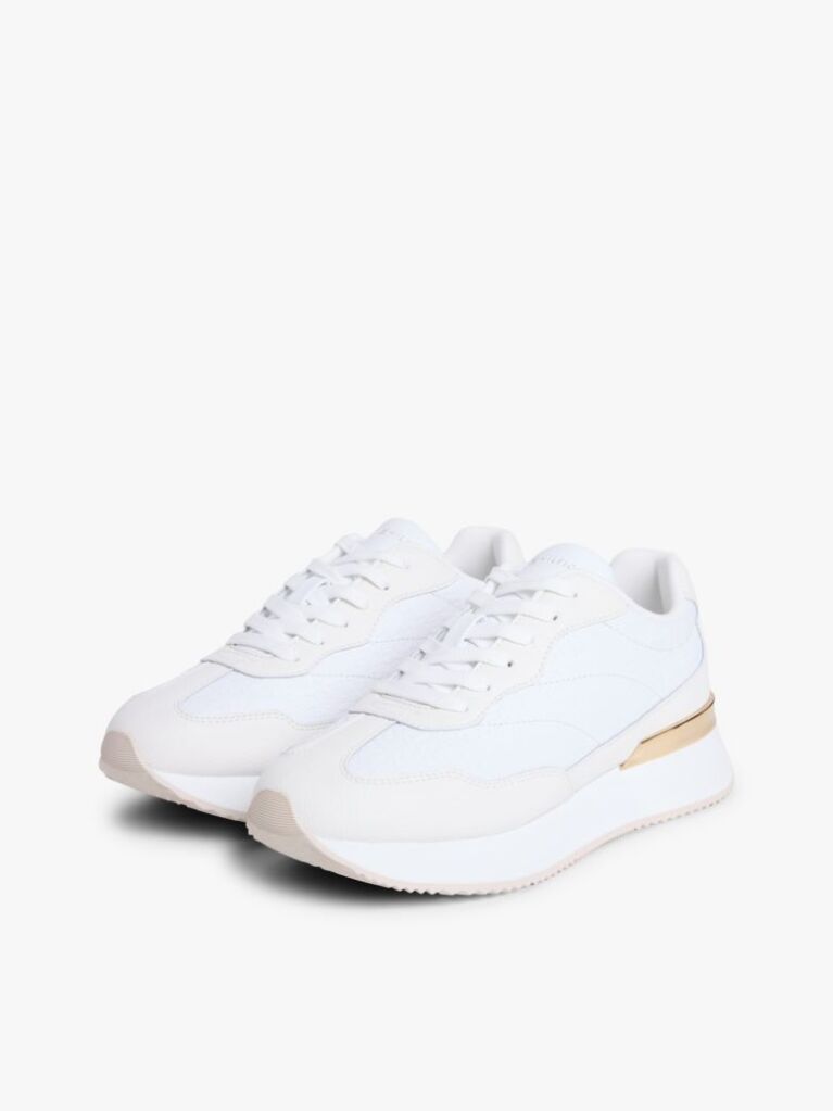 Άσπρο Δερμάτινα Sneakers Με Μίξη Υφών Και Μονόγραμμα TH  Γυναίκες