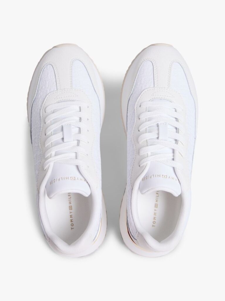 Άσπρο Δερμάτινα Sneakers Με Μίξη Υφών Και Μονόγραμμα TH  Γυναίκες