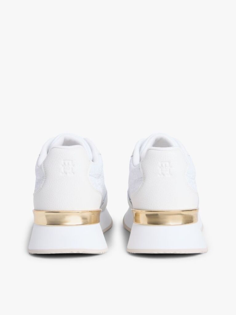 Άσπρο Δερμάτινα Sneakers Με Μίξη Υφών Και Μονόγραμμα TH  Γυναίκες